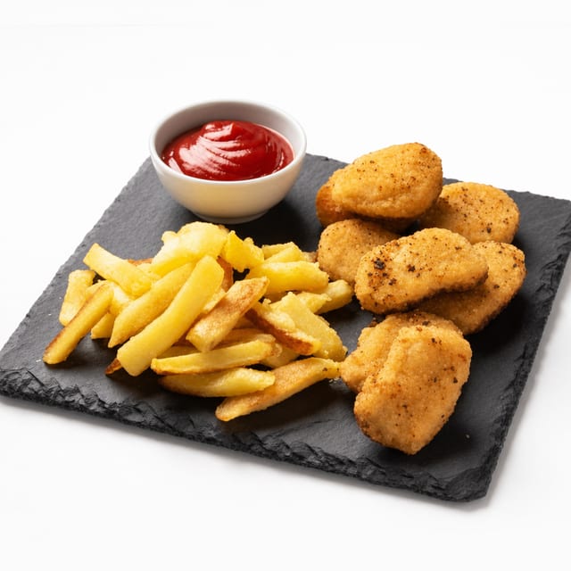 Baby Chicken Pakora (Nugget) W/ Fries (6pc).
