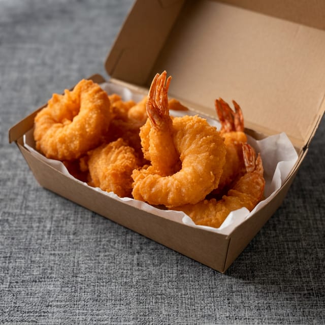 Shrim Pakora (3pc) W/ Fries.